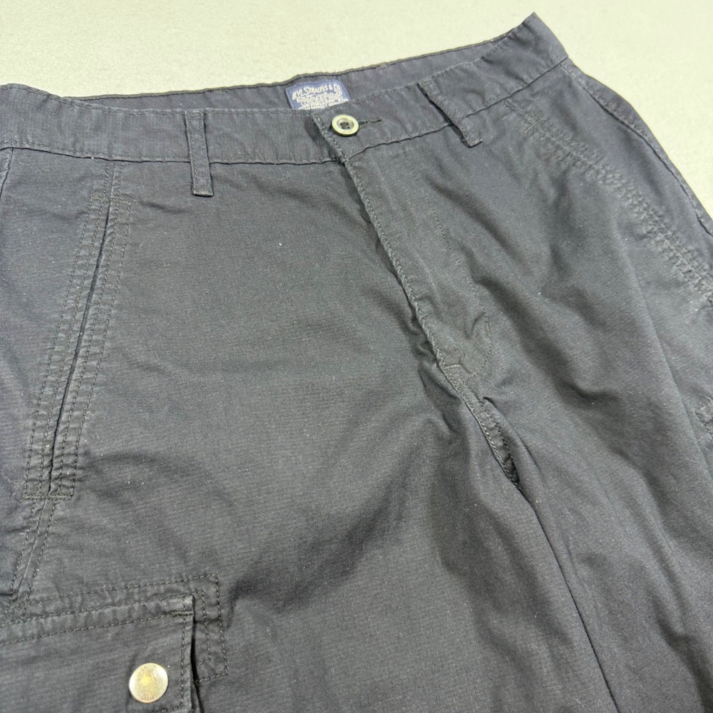 Levis Mens Black Cargo Shorts Cotton Ripstop Multi Pocket Casual Size 29
